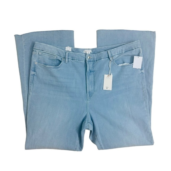 Good American Jeans Good Leg Flare Light Blue Indigo Plus High Waisted 24 New - Picture 2 of 8